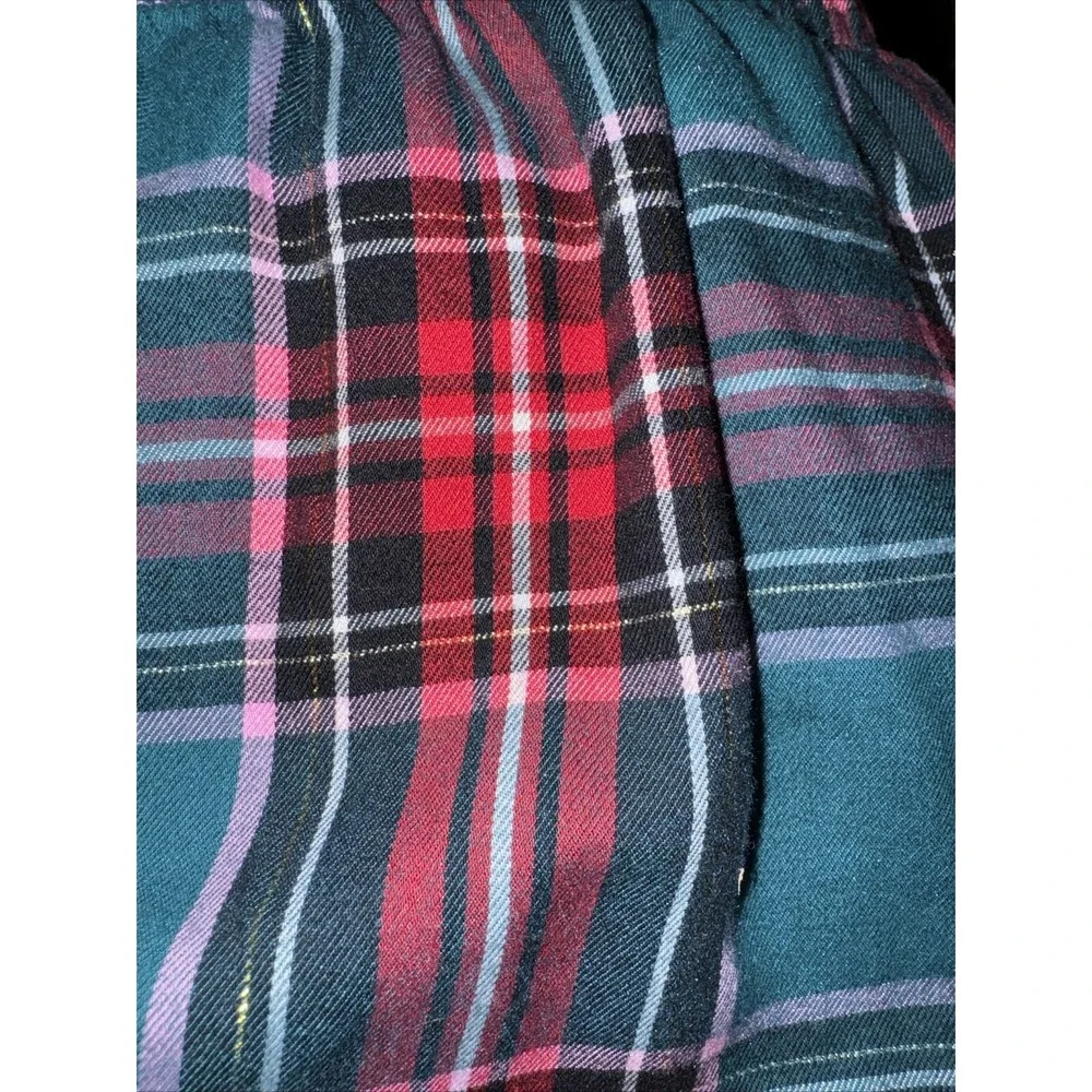 Victoria's  Secret Flannel Pajama 2 Pc Tartan Holiday Plaid Gold Cozy Warm Sz L